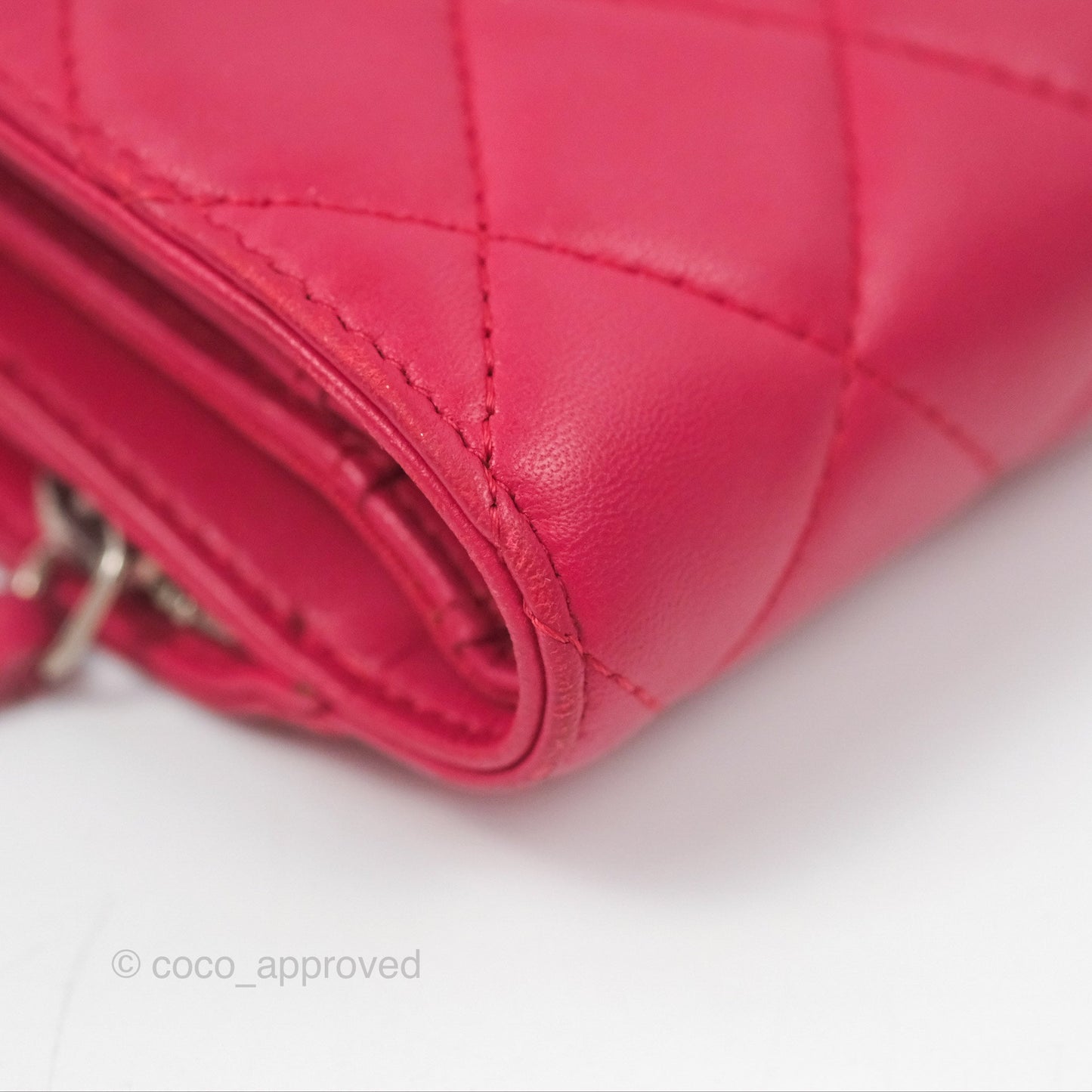 Chanel Quilted Classic French Wallet Lambskin Red Silver Hardware