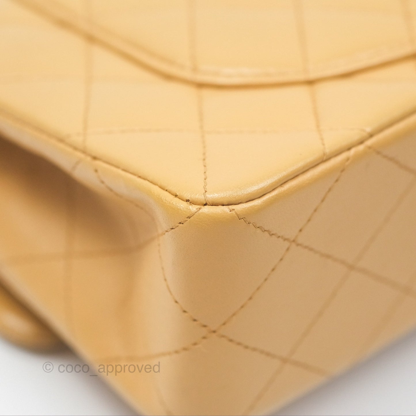 Chanel Vintage Small Classic Flap Beige Lambskin 24K Gold Hardware