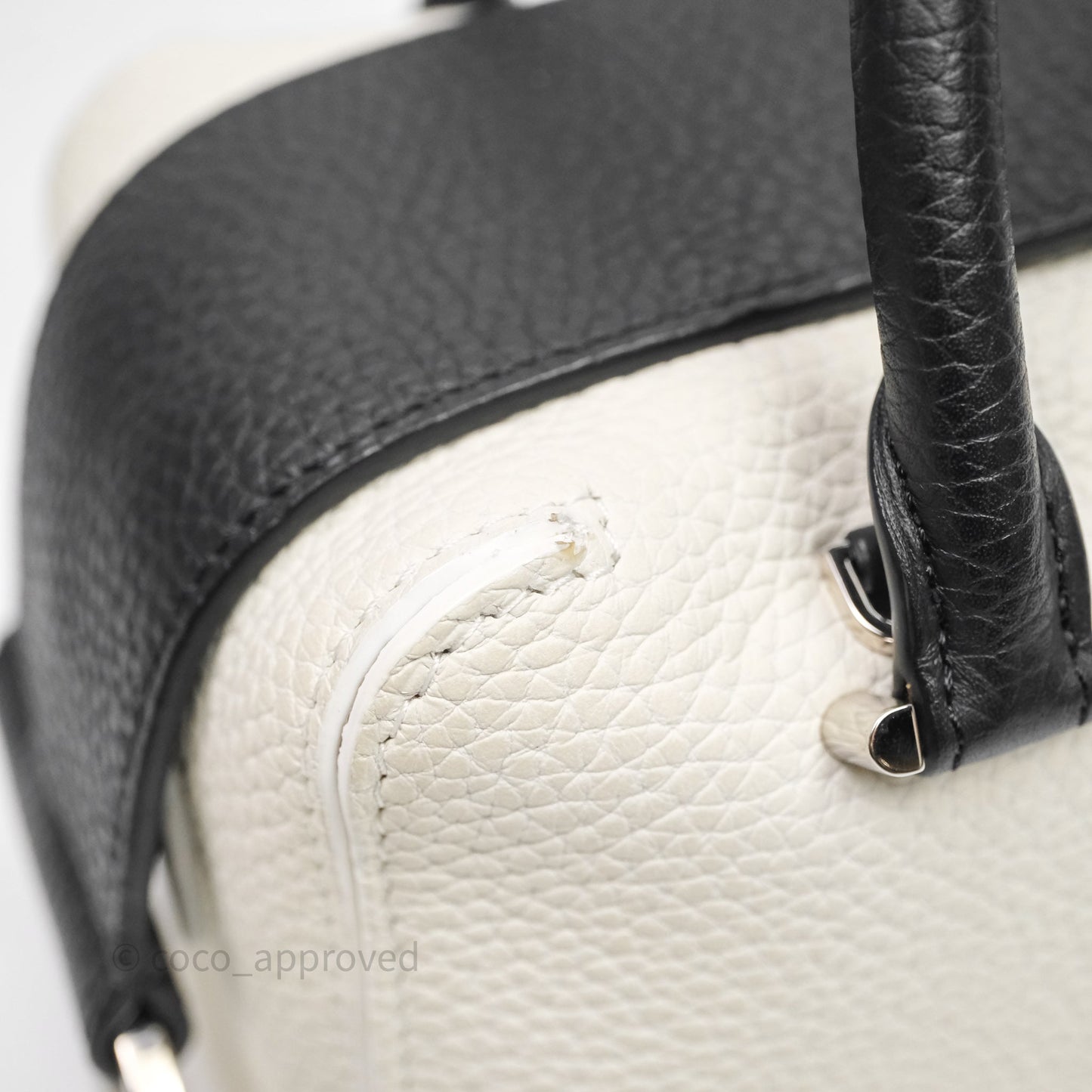 Delvaux Cool Box Mini Taurillon Soft Grained White/Black Calfskin Silver Hardware