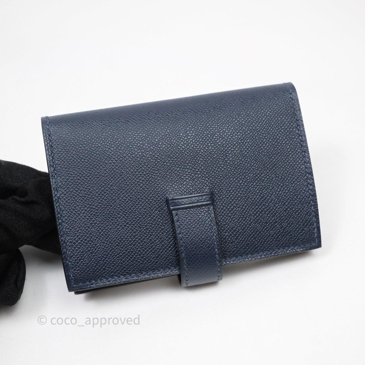 Hermès Bearn Mini Wallet Bleu Nuit 2Z Epsom Gold Hardware