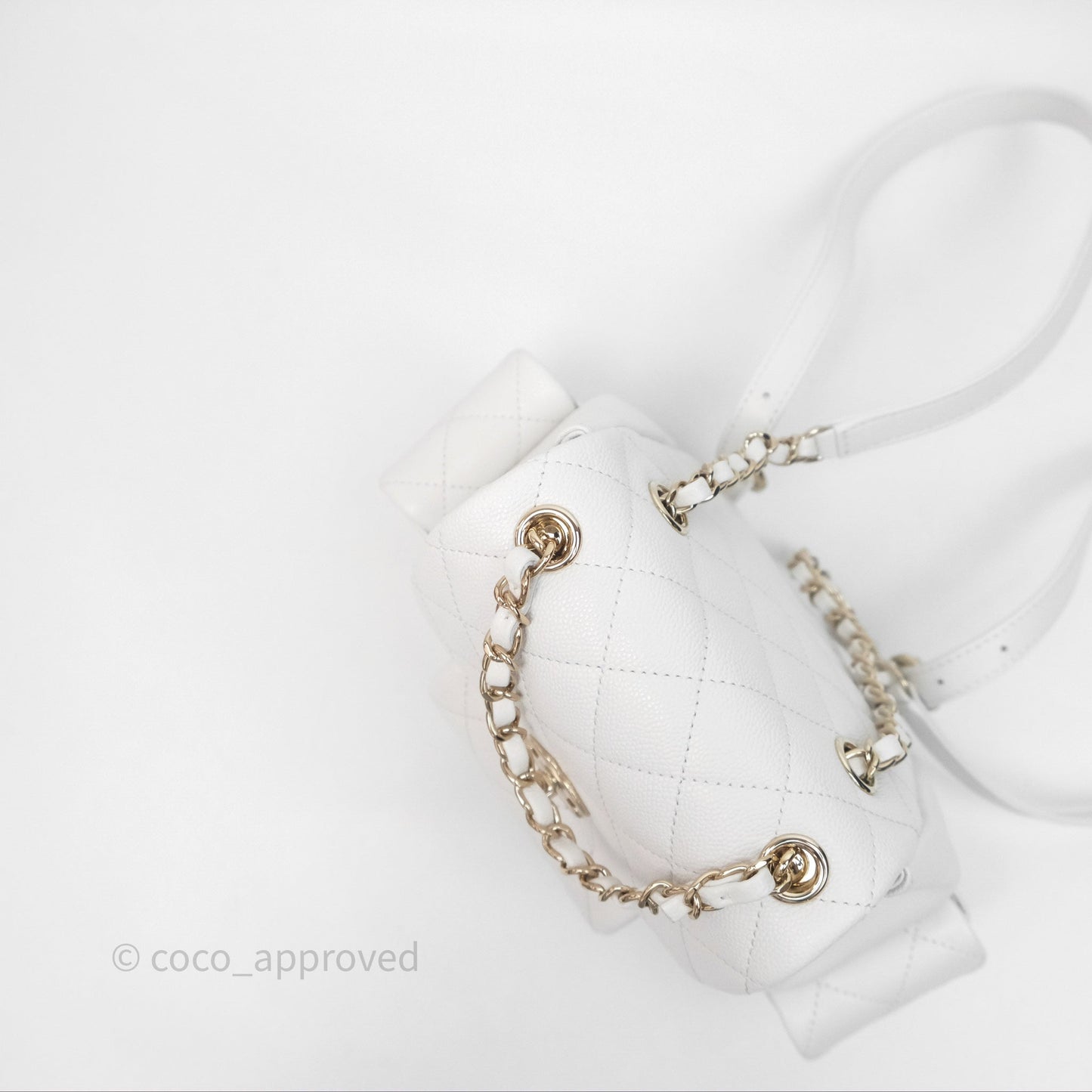 Chanel Small Duma Backpack White Caviar Gold Hardware