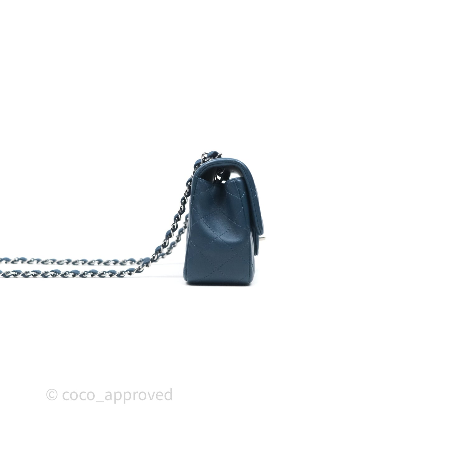 Chanel Mini Rectangular Quilted Navy Lambskin Silver Hardware