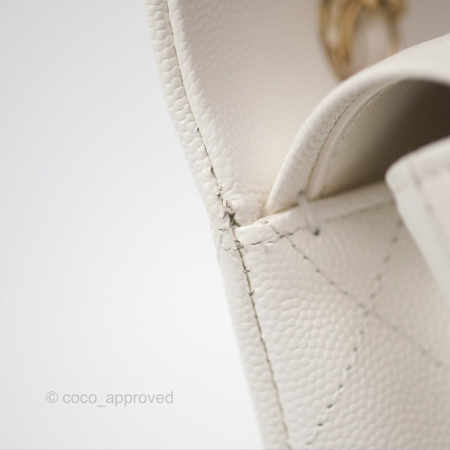 Chanel Classic M/L Medium Flap Quilted White Caviar Gold Hardware