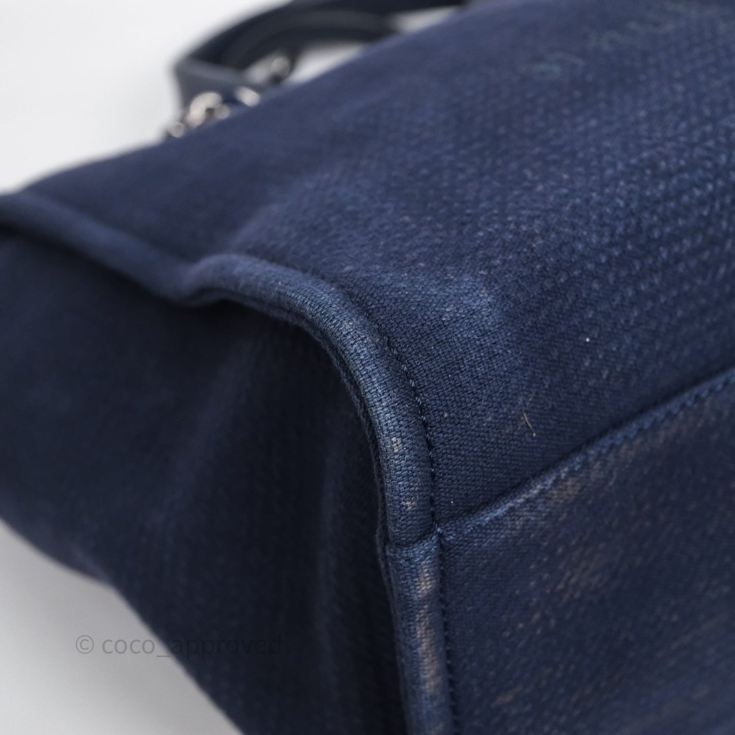 Chanel Large Deauville Navy Canvas Silver Hardware
