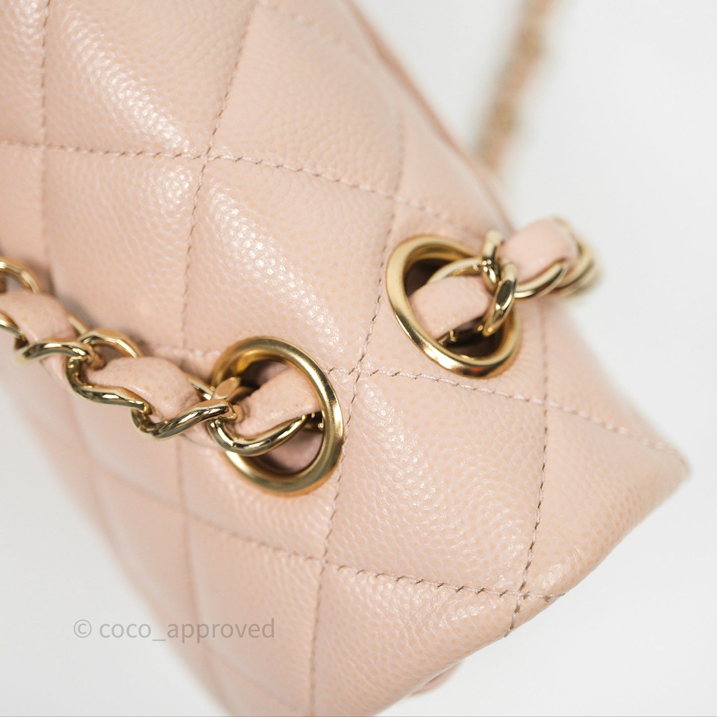 Chanel Small Classic Flap Quilted Rose Clair Caviar Gold Hardware