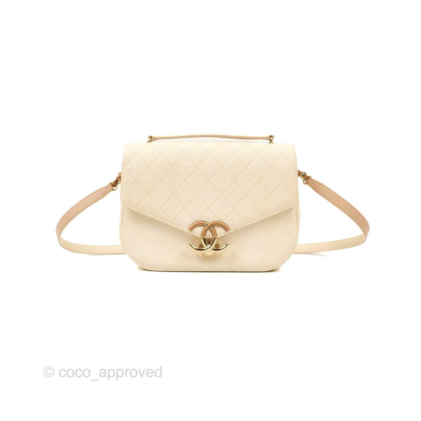 Chanel Medium CC Cuba Flap Bag Ivory Caviar Light Gold Hardware