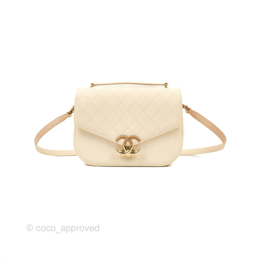 Chanel Medium CC Cuba Flap Bag Ivory Caviar Light Gold Hardware