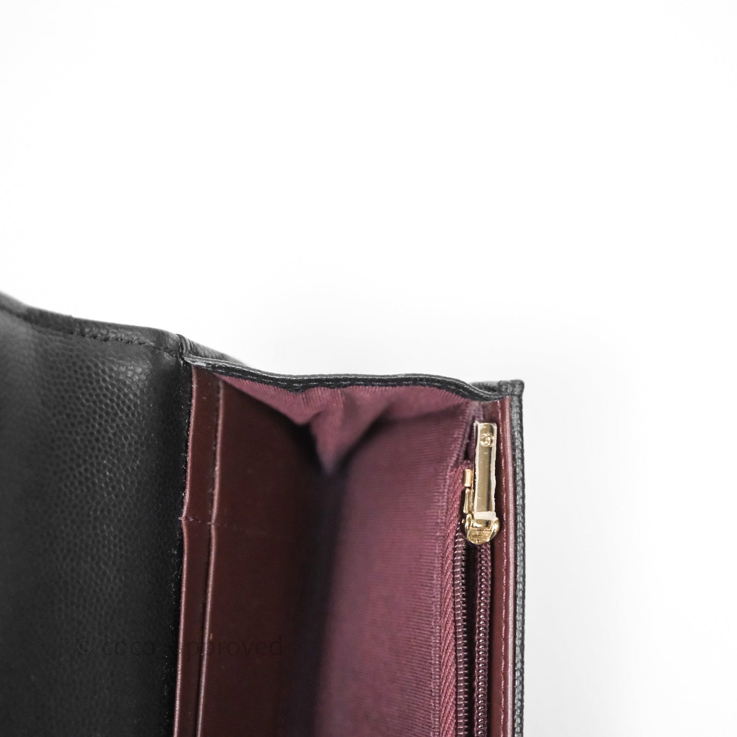 Chanel Classic Quilted Flap Long Wallet Black Caviar Gold Hardware
