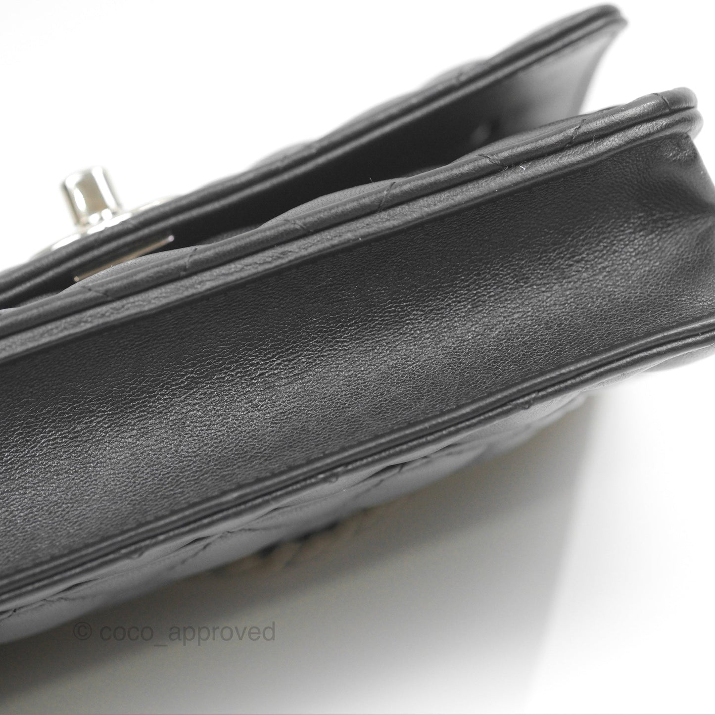 Chanel Gradient CC Wallet On Chain WOC Black Lambskin Silver Hardware 23K