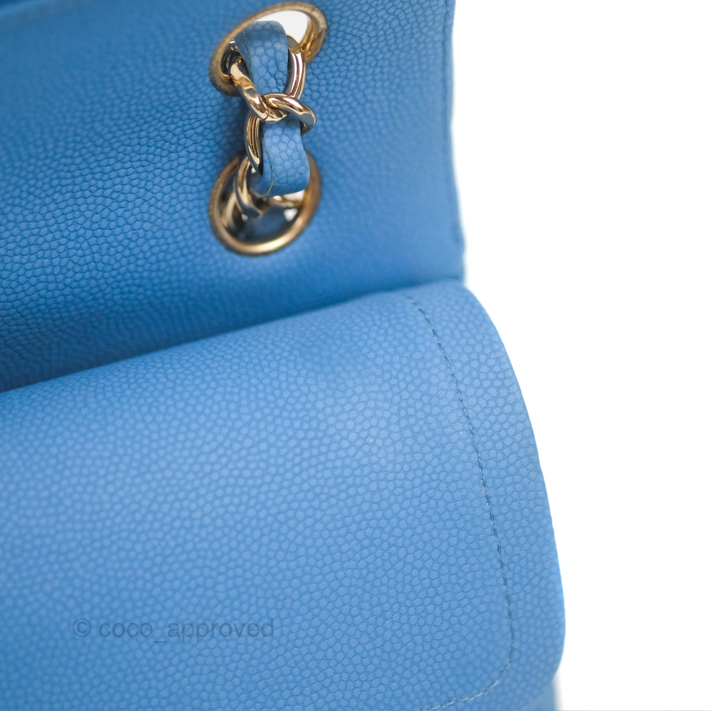Chanel Small Classic Flap Chevron Blue Caviar Gold Hardware