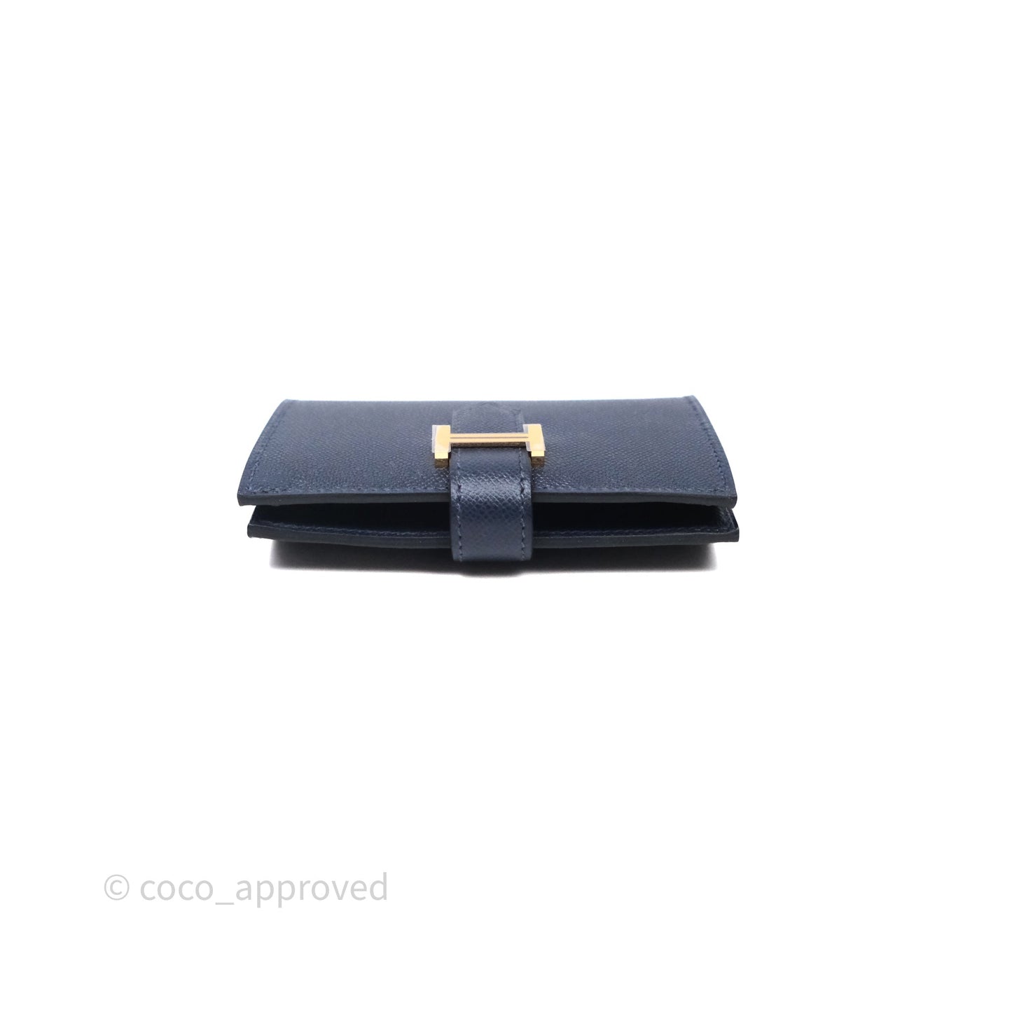 Hermès Bearn Mini Wallet Bleu Nuit 2Z Epsom Gold Hardware