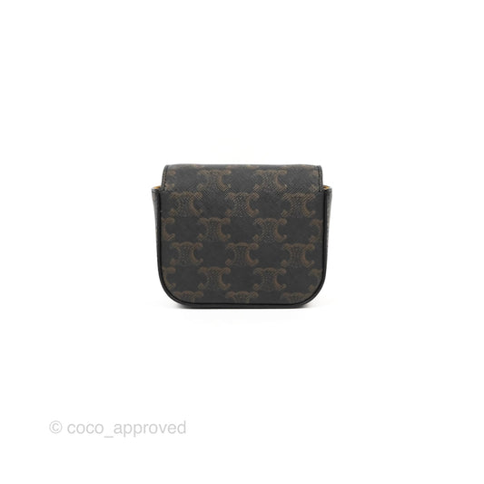 Celine Tan Canvas Calfskin Mini Triomphe