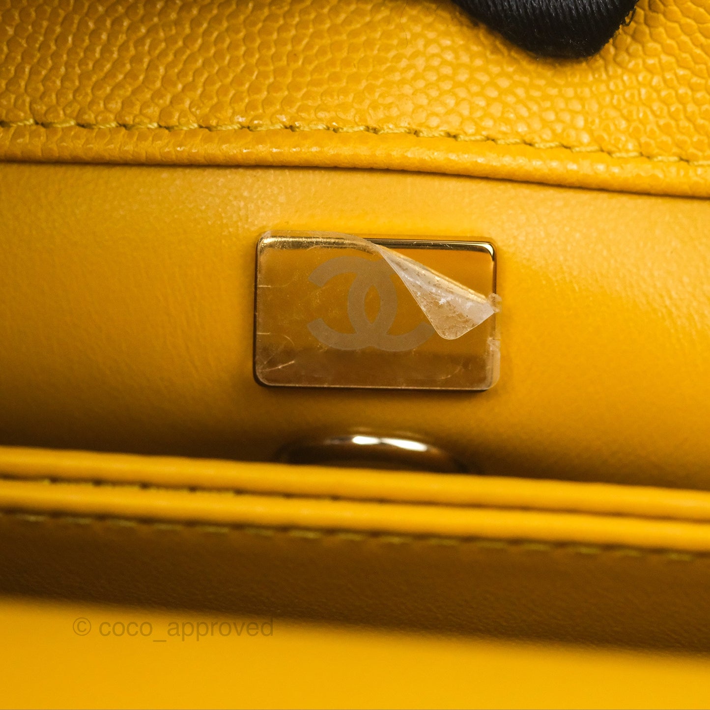 Chanel Small Coco Handle Mustard Yellow Caviar Gold Hardware