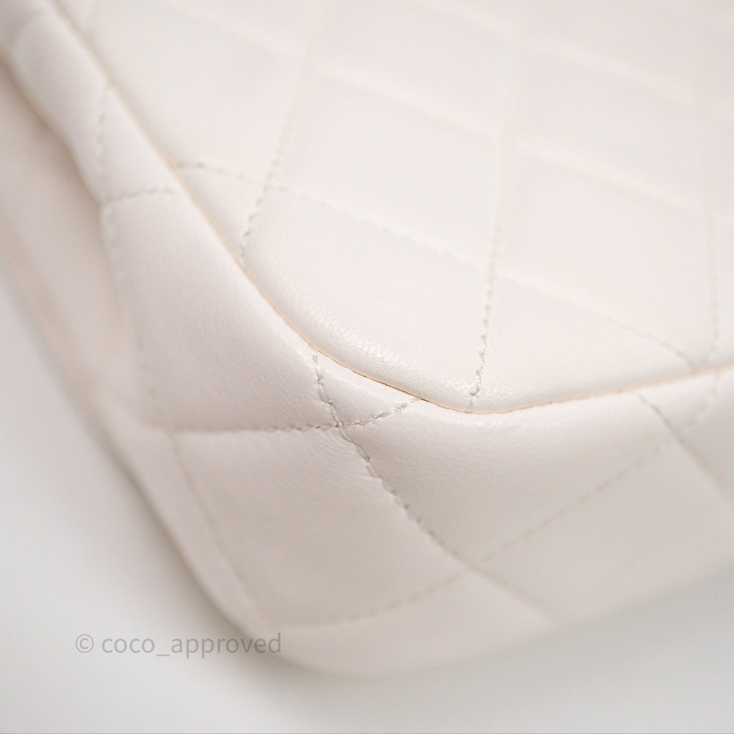 Chanel Flap Bag with Pearl Chain Ivory White Aged Gold Hardware 25P