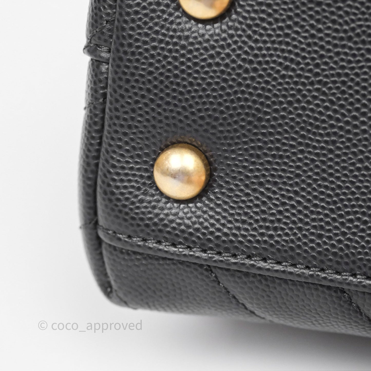 Chanel Small Coco Handle Chevron Dark Grey Caviar Aged Gold Hardware