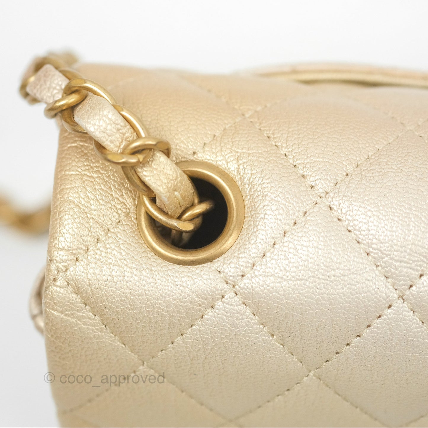Chanel Mini Rectangular Flap Beige Ombre Iridescent Goatskin Aged Gold Hardware 22C
