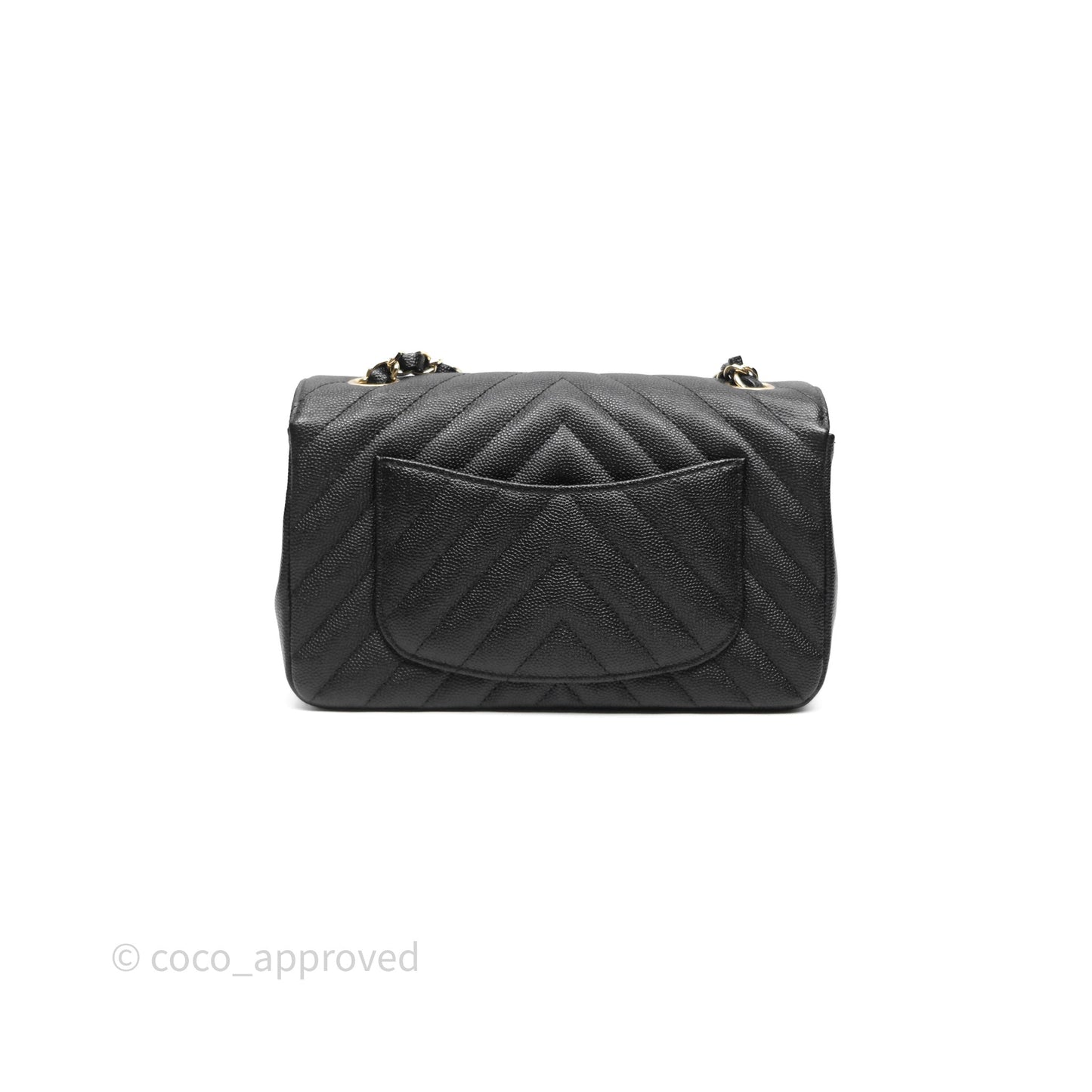 Chanel Mini Rectangular Chevron Black Caviar Gold Hardware