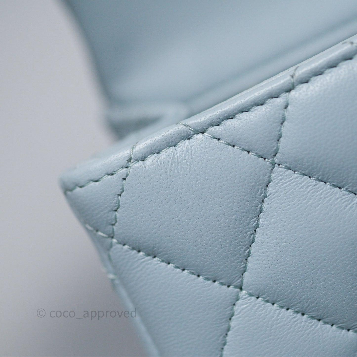 Chanel Top Handle Mini Rectangular Flap Light Blue Lambskin Gold Hardware