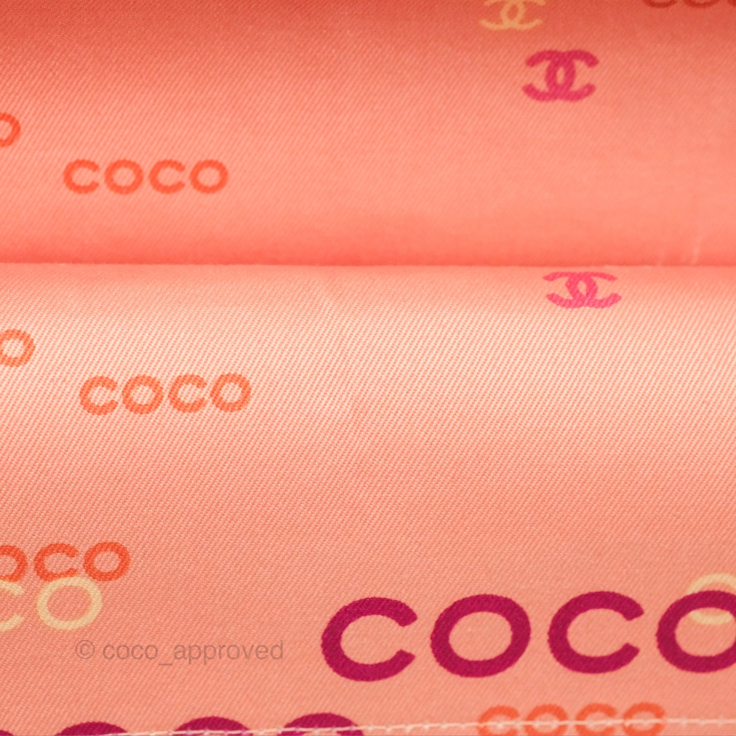 Chanel Coco Logo Medium Classic Flap Quilted Coral Pink Canvas Gold Hardware