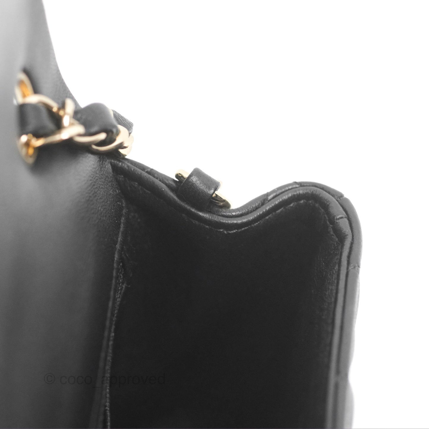 Chanel Quilted Mini Rectangular Black Lambskin Gold Hardware