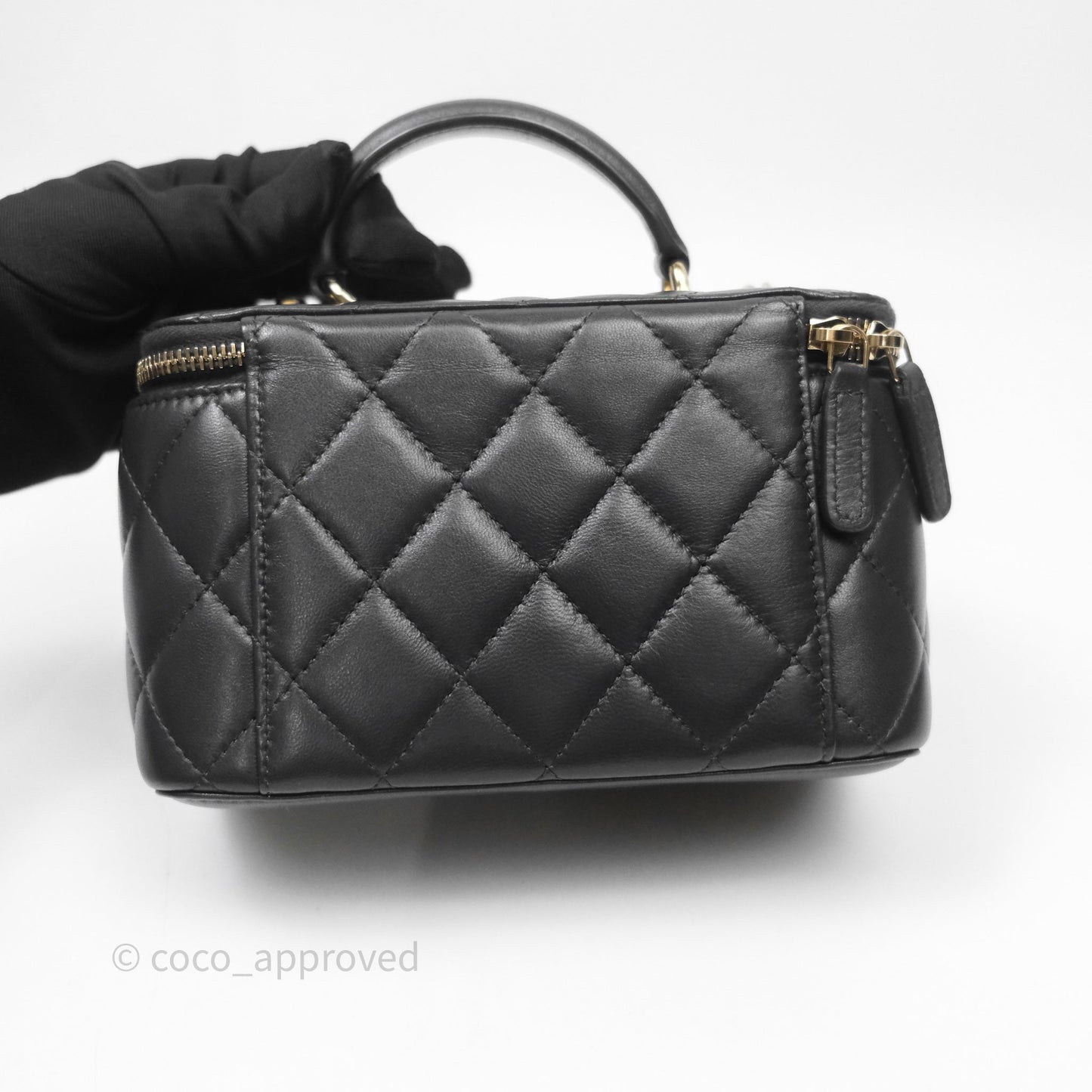Chanel Trendy CC Vanity Rectangular Top Handle Dark Grey Lambskin Gold Hardware