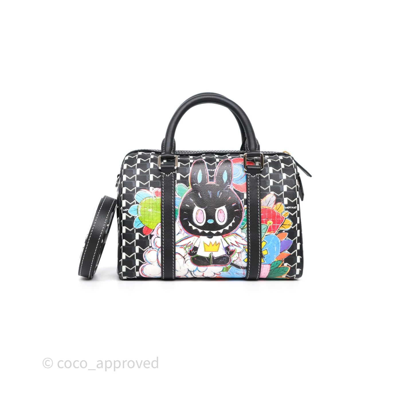 Moynat X Kasing Lung 48H Mini M Labubu Bag Black Canvas Sliver Hardware