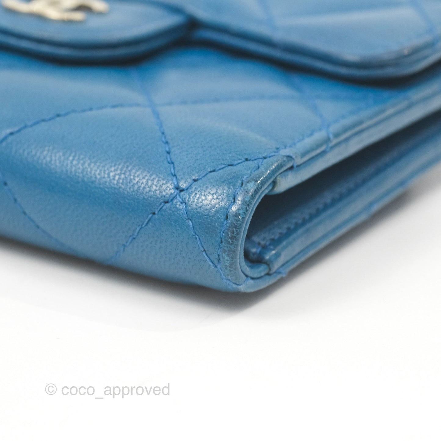 Chanel Classic Short Flap Wallet Blue Lambskin Gold Hardware