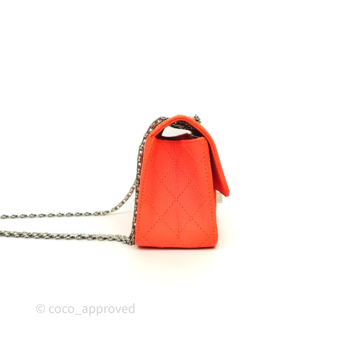 Chanel Mini Reissue 224 Tangerine Orange Goatskin Silver Hardware