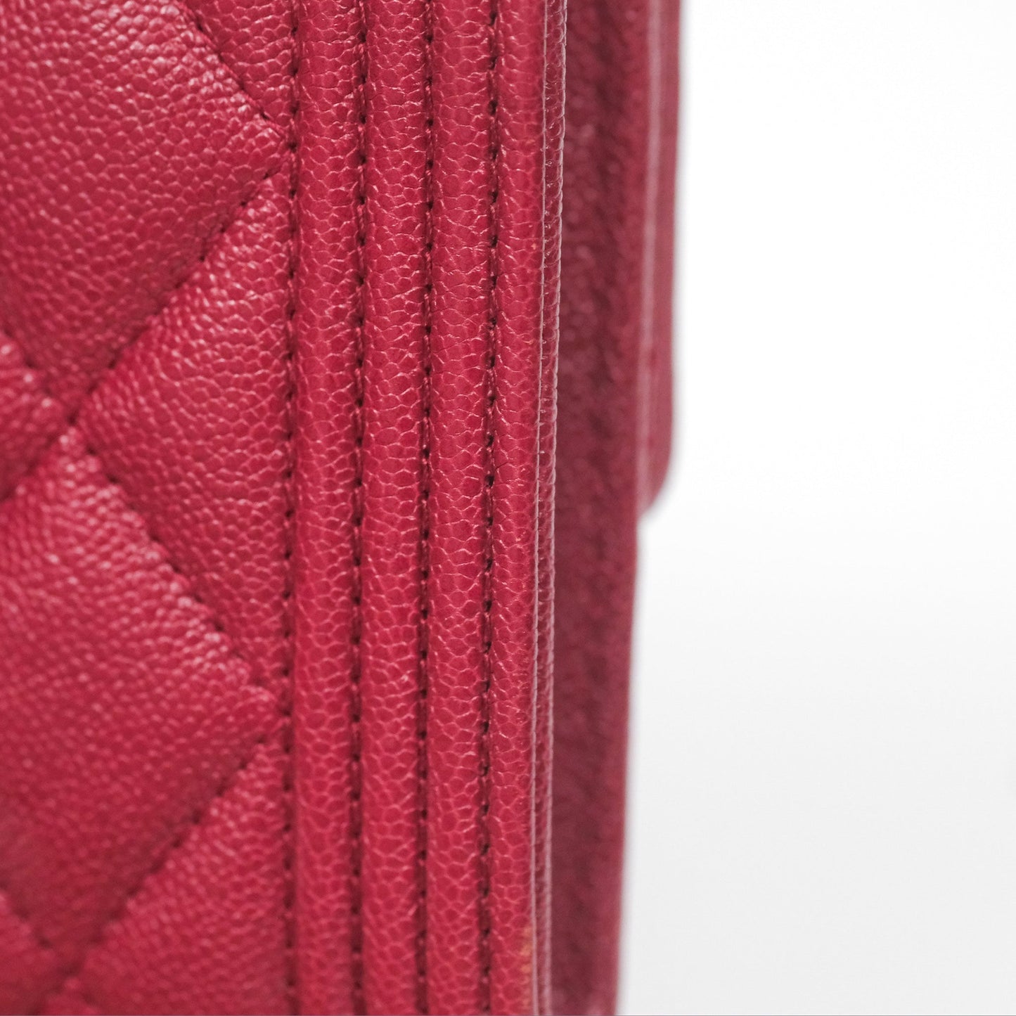 Chanel Quilted Boy Flap Long Wallet Dark Red Caviar Aged Gold Hardware