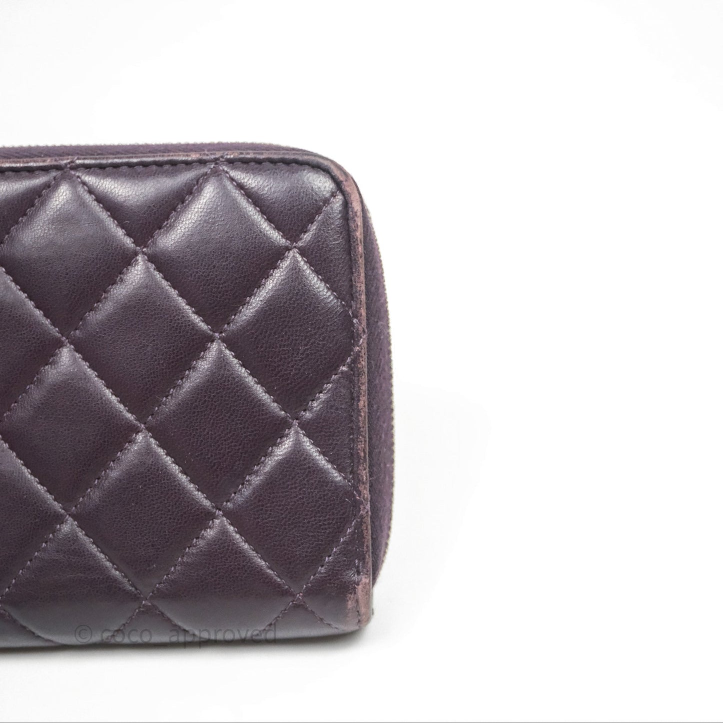 Chanel Classic Zipped Long Wallet Dark Purple Lambskin Silver Hardware