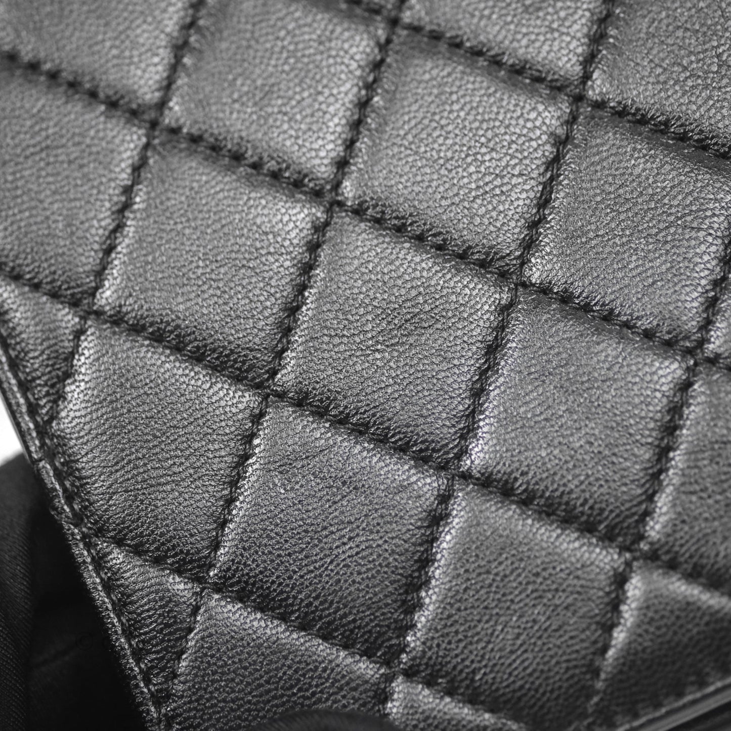 Chanel Quilted Chic Logo Pearls Flap Black Goatskin Aged Gold Hardware