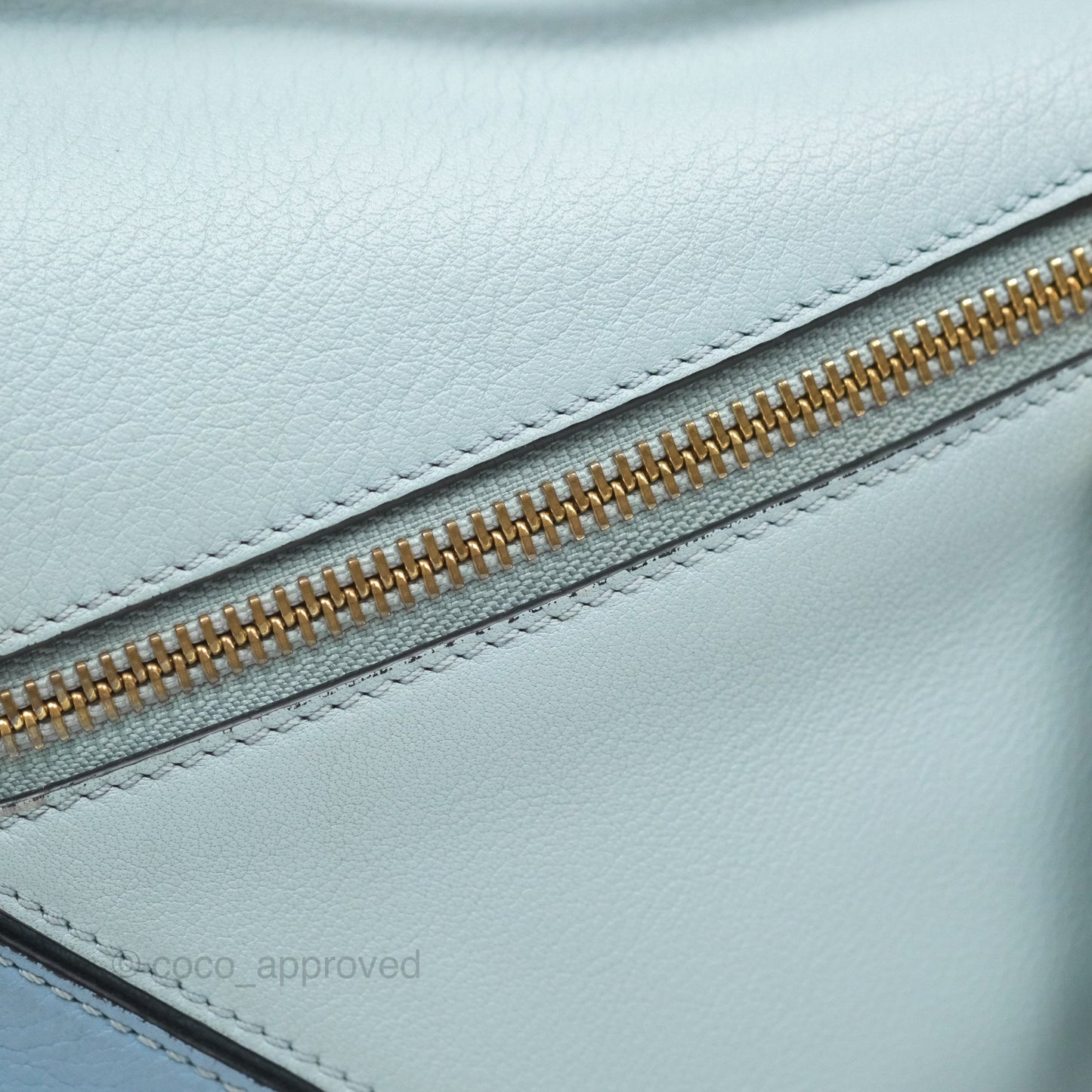 Loewe Small Puzzle Bag Blue Grained Calfskin Gold Hardware