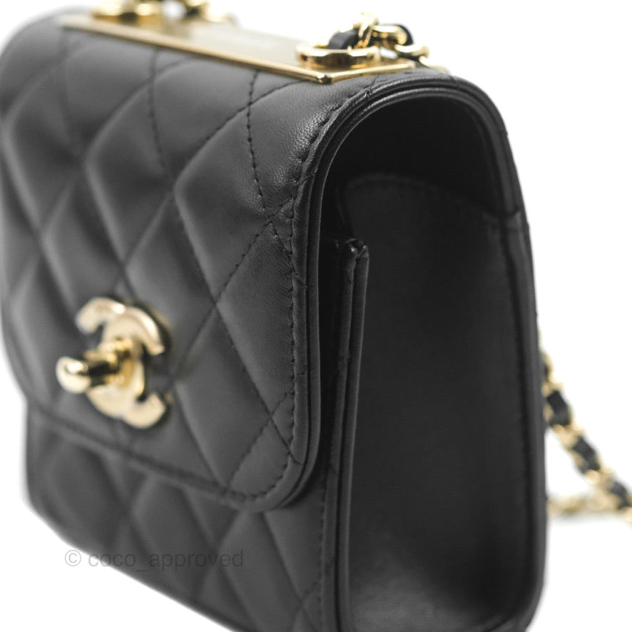 Chanel Small Quilted Trendy CC Clutch With Chain Black Lambskin Gold Hardware
