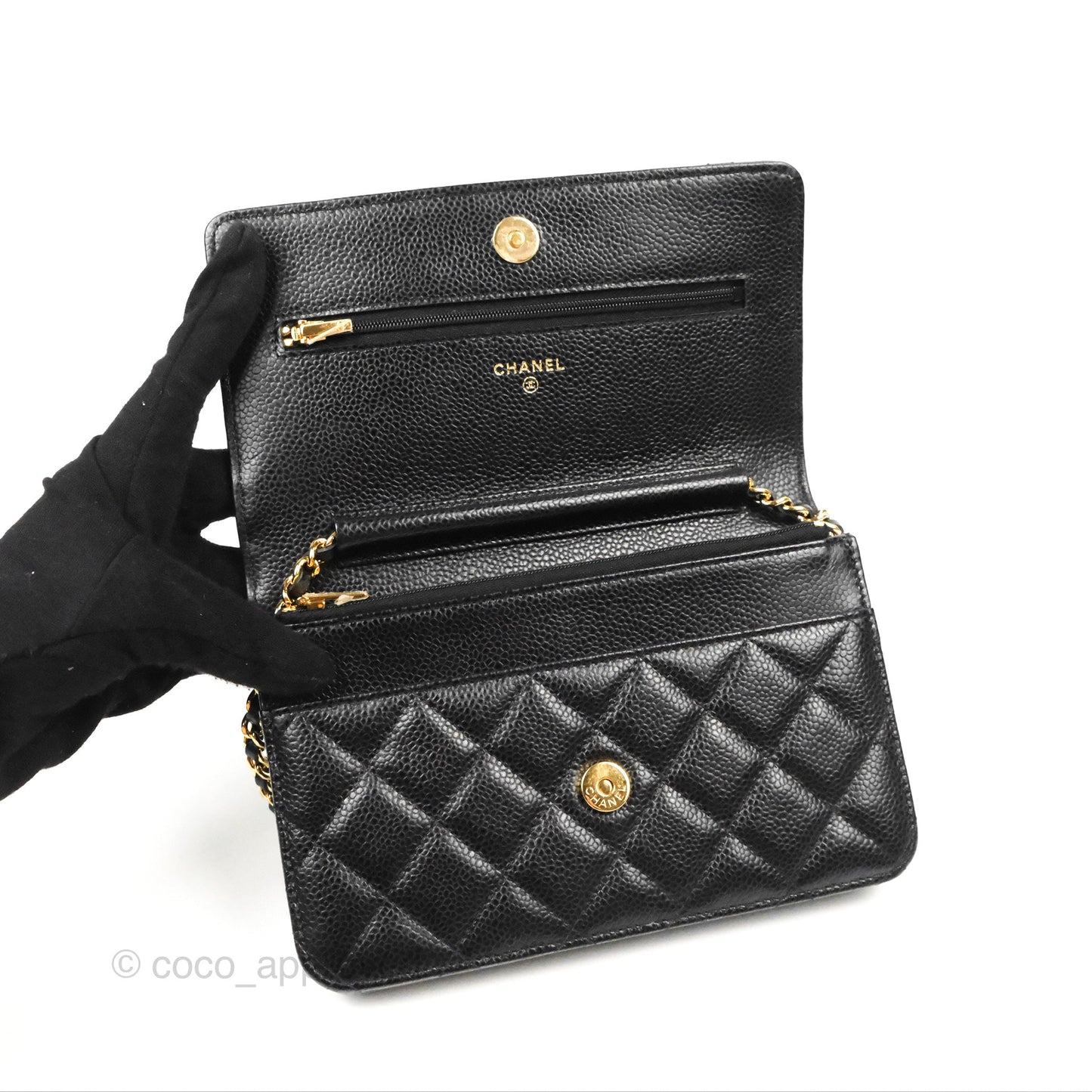 Chanel Classic Quilted WOC Black Caviar Gold Hardware
