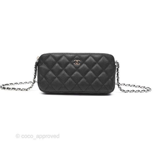Chanel Clutch with Chain Black Caviar Silver Hardware