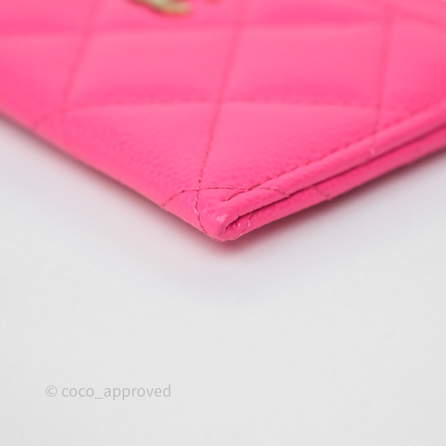 Chanel Classic Flat Card Holder Pink Caviar Gold Hardware