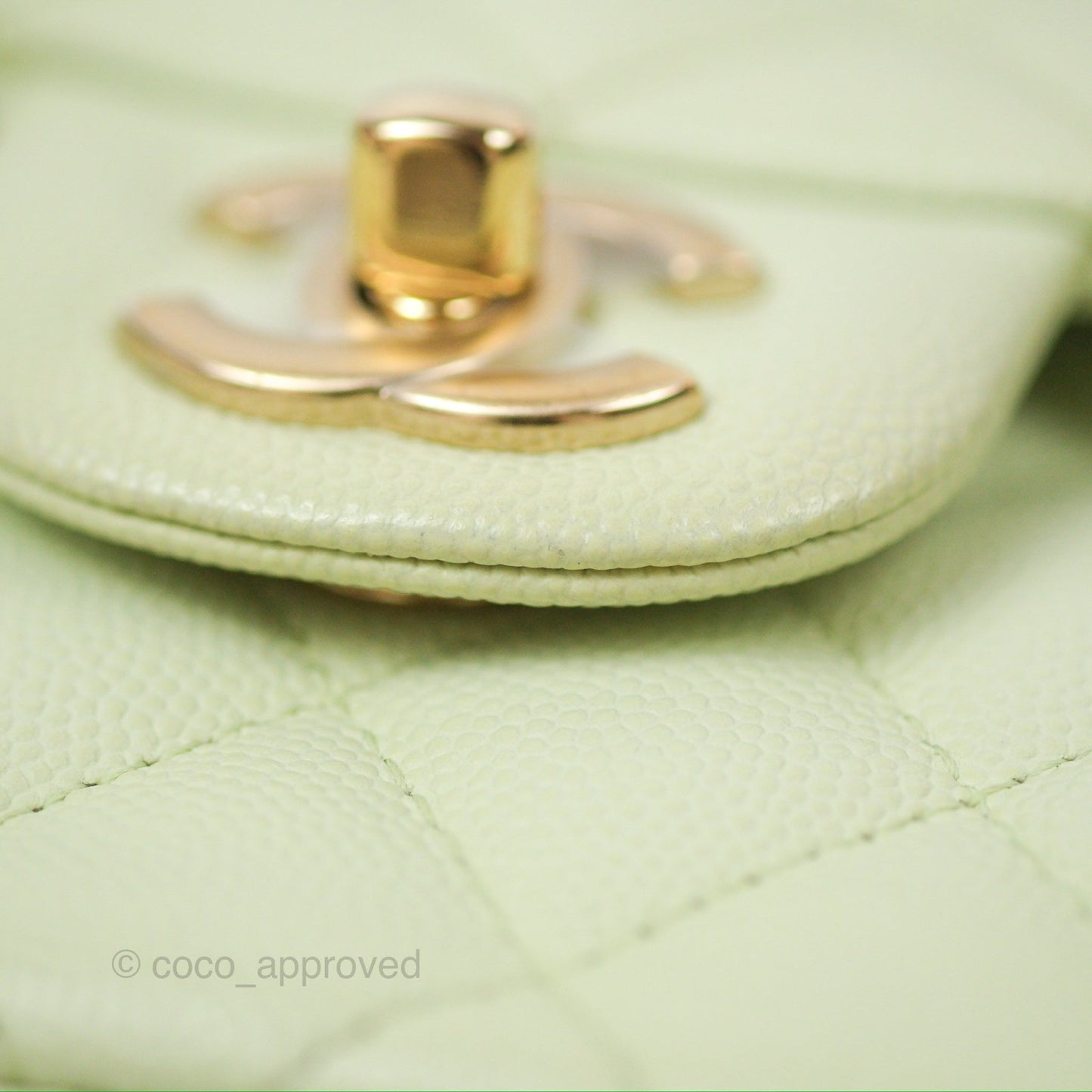 Chanel Small Quilted Classic Flap Mint Green Caviar Gold Hardware 22C