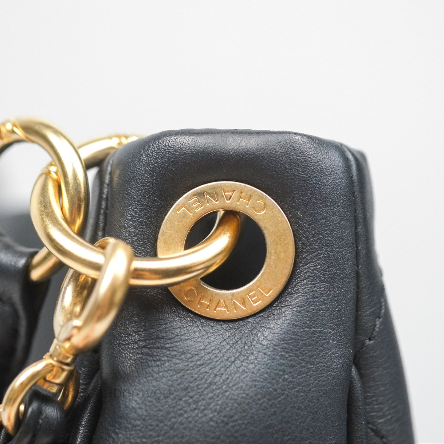 Chanel Large Hobo Tote Lambskin Black Aged Gold Hardware