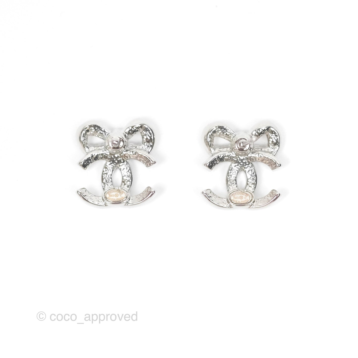 Chanel Crystal Ribbon Bow CC Earrings 23C