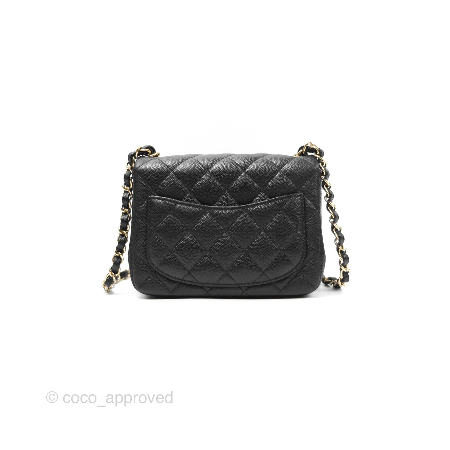 Chanel Quilted Mini Square Flap Black Caviar Gold Hardware