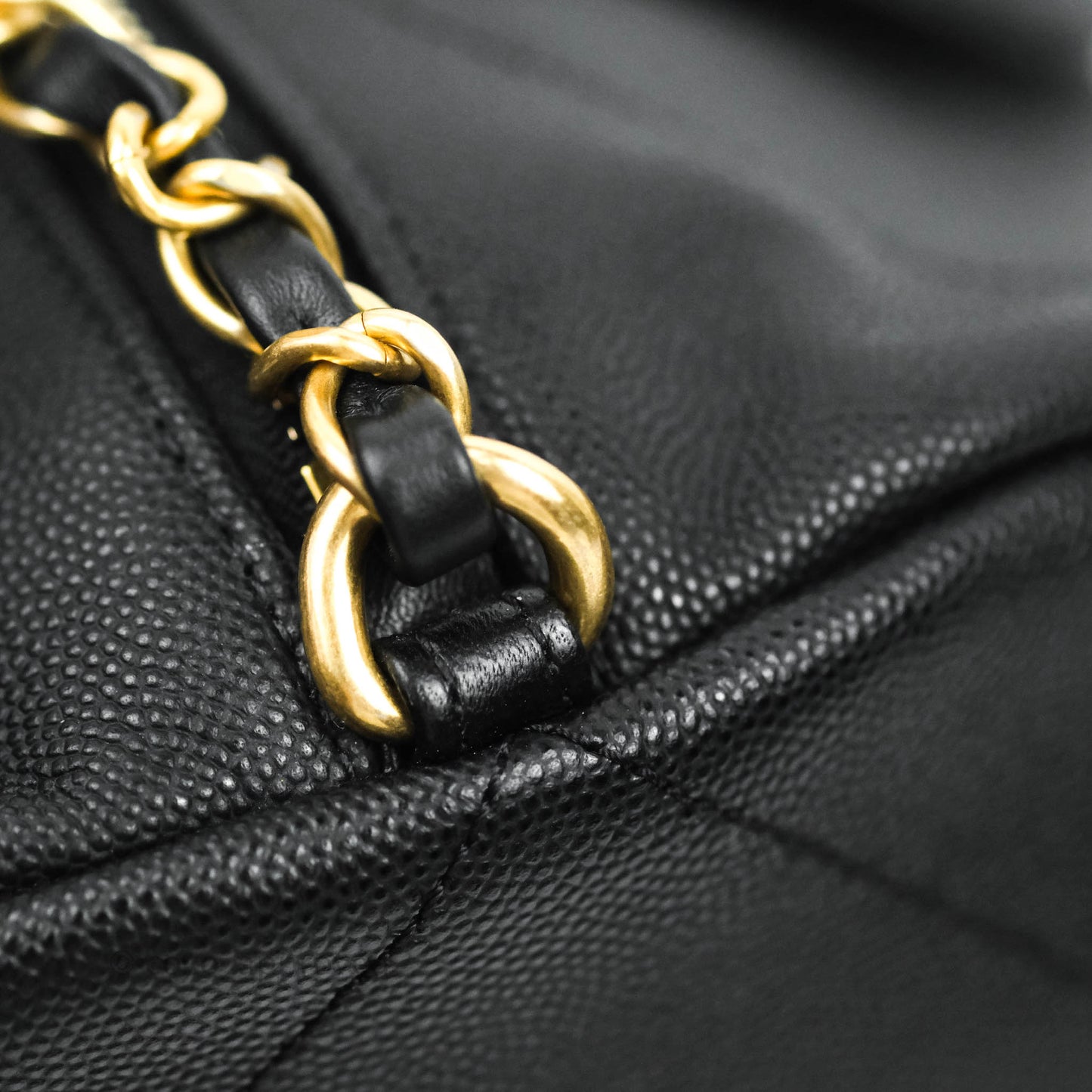 Chanel Large Circular Handle Bowling Bag Caviar Black Aged Gold Hardware