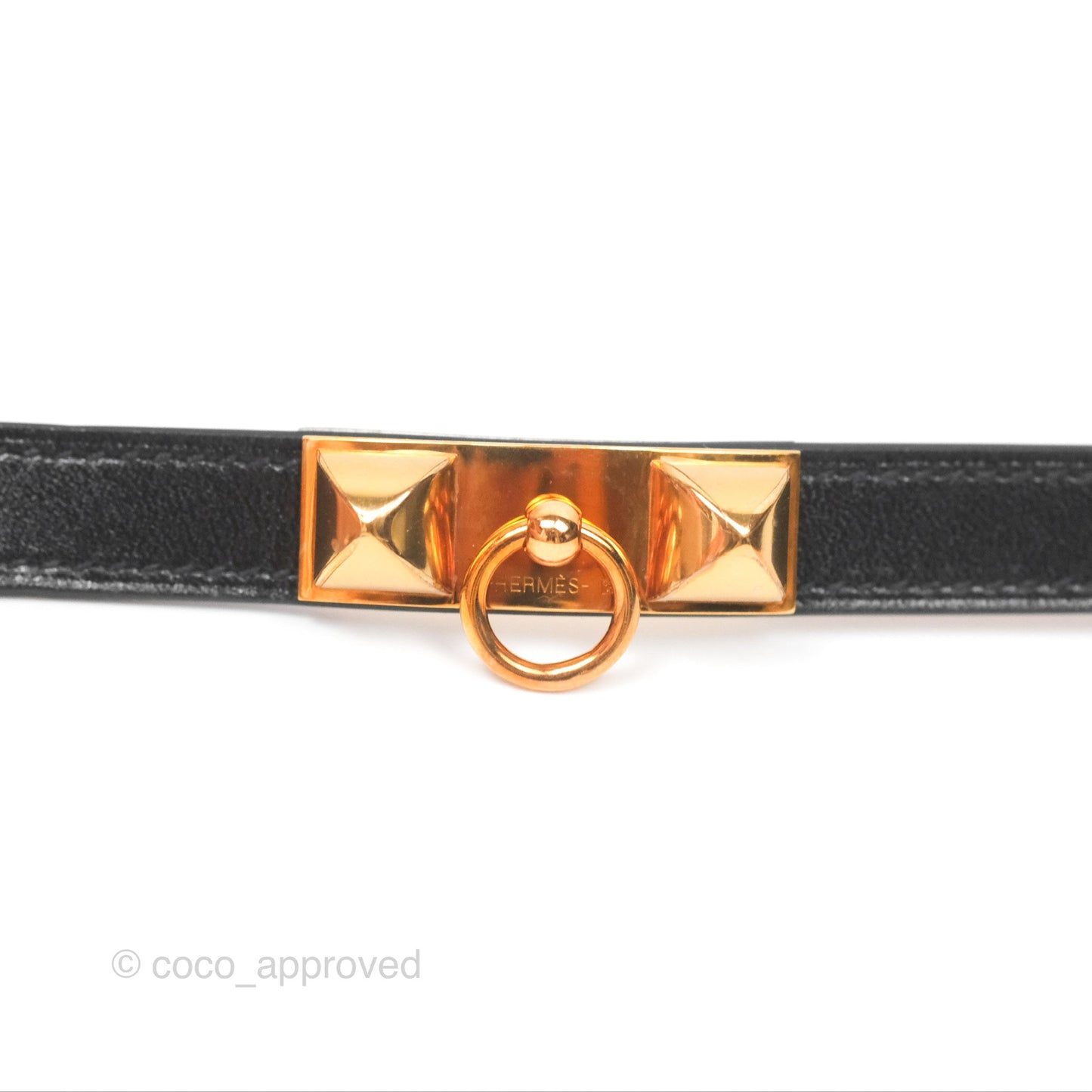 Hermès Rivale Double Tour Bracelet Black Box Leather Gold Hardware