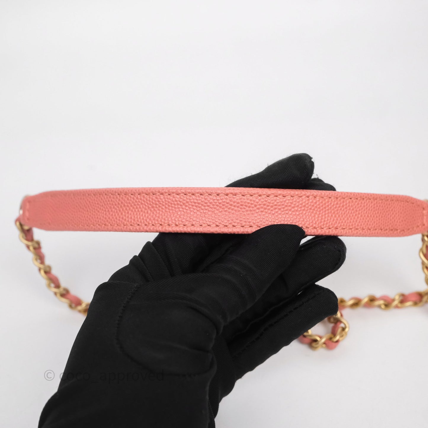 Chanel Quilted Small CC Filigree Vanity Case Pink Caviar Aged Gold Hardware