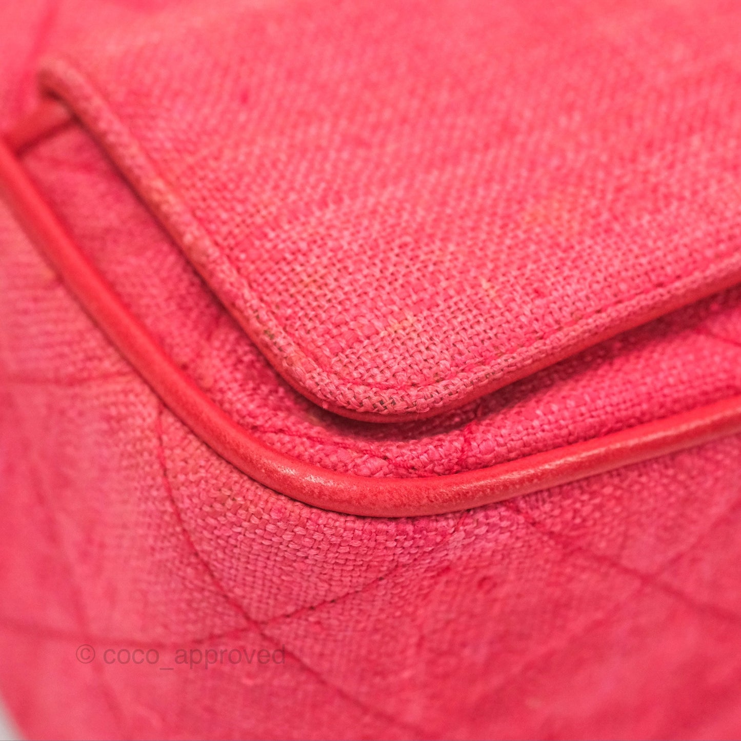 Chanel Vintage Small Tassel Camera Bag Dark Pink Canvas Gold Hardware