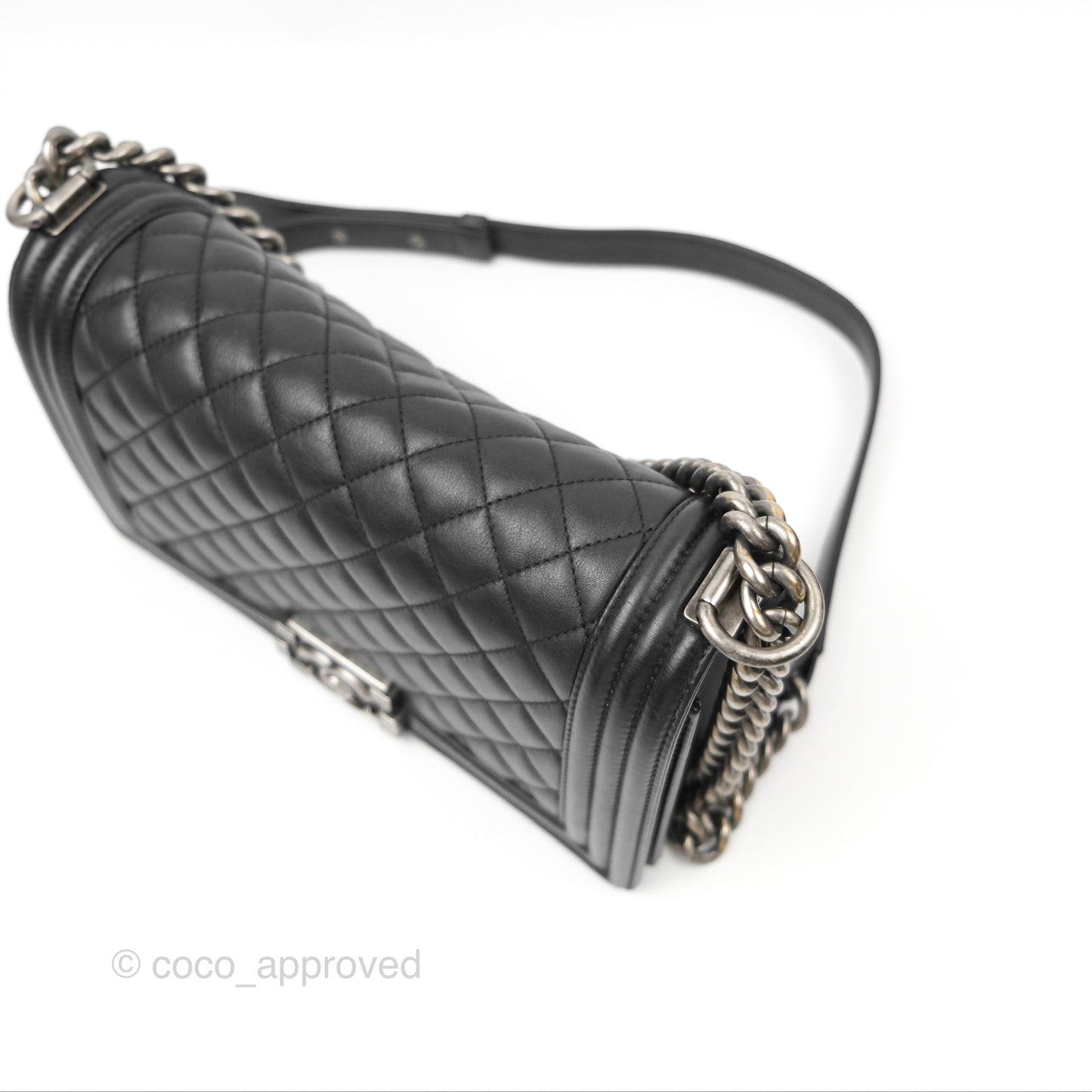 Chanel Quilted Medium Boy Black Calfskin Ruthenium Hardware