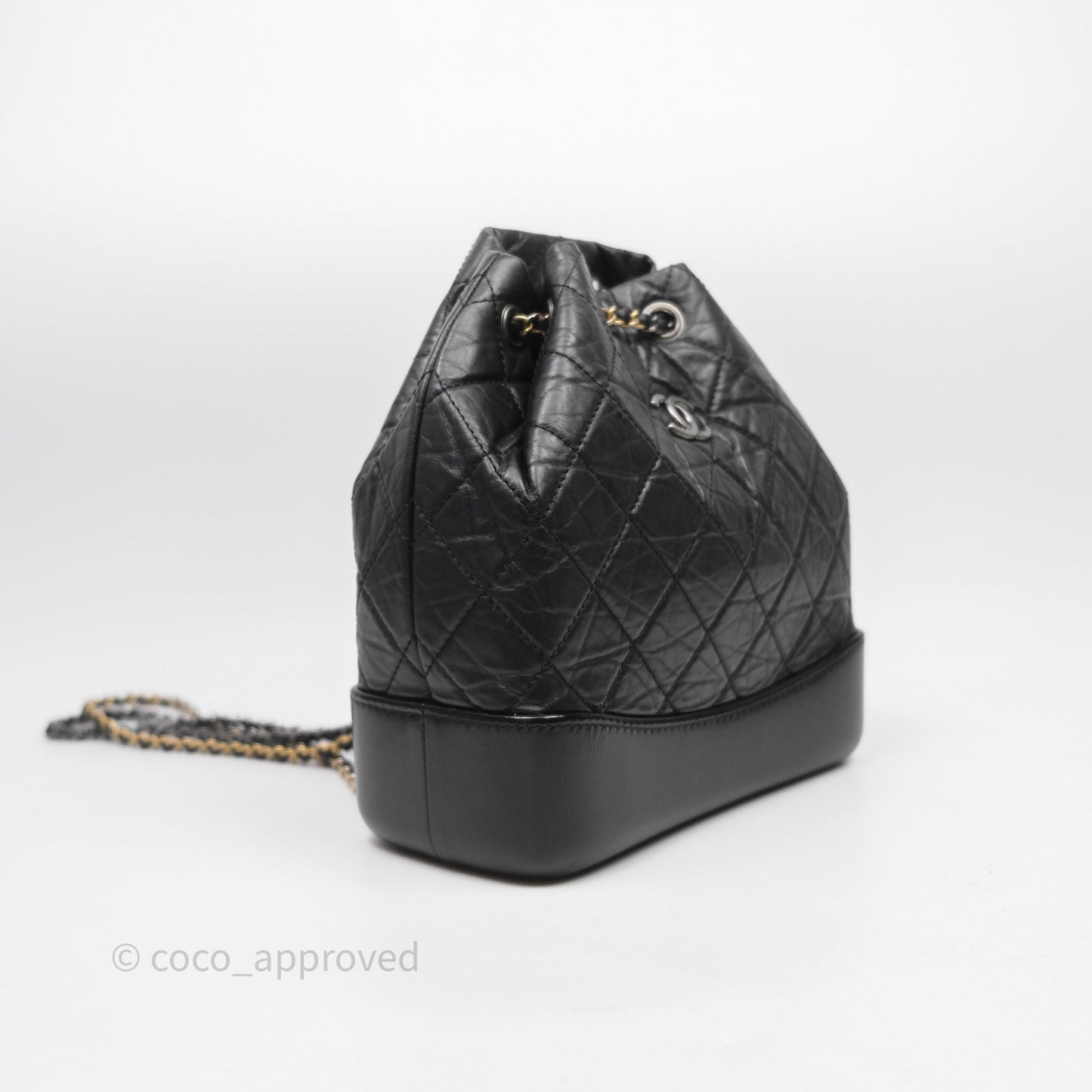 Chanel Small Gabrielle Backpack Quilted Black Aged Calfskin