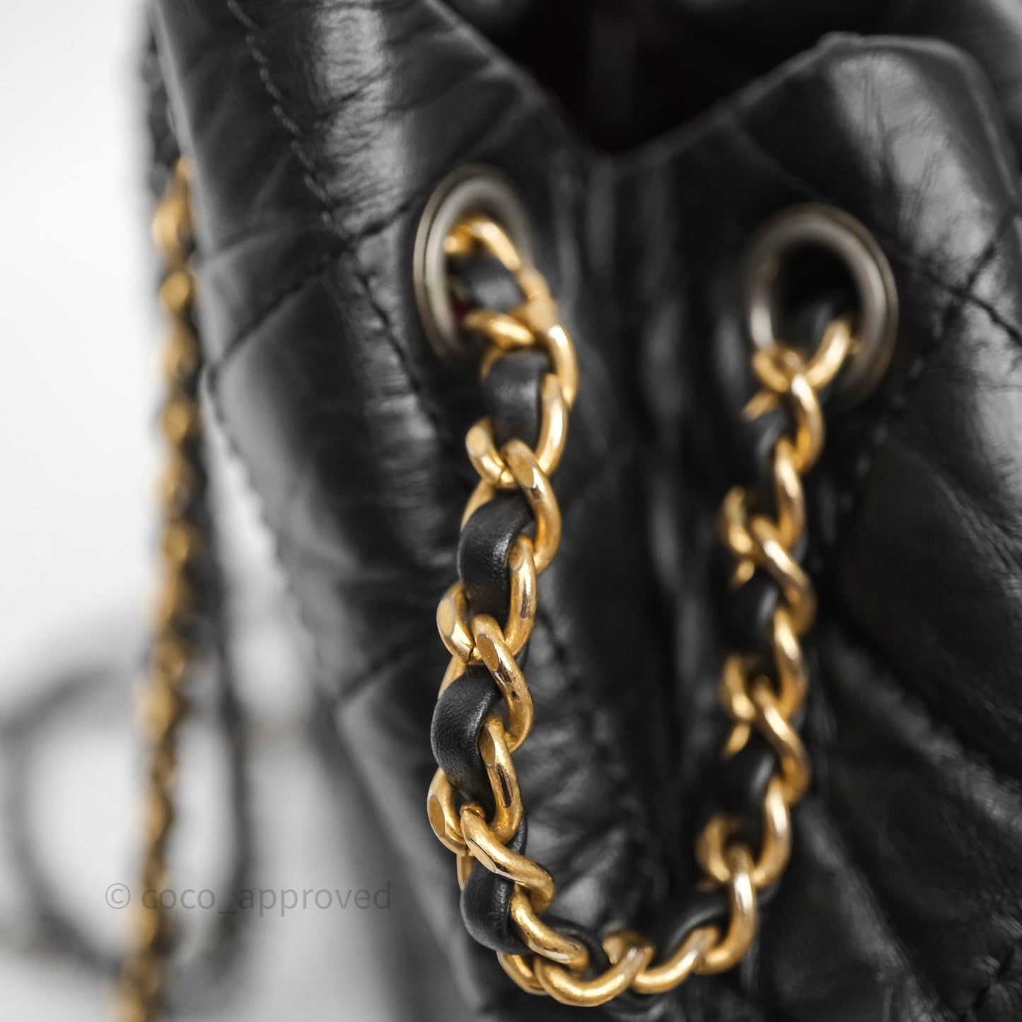 Chanel Small Gabrielle Backpack Quilted Black Aged Calfskin