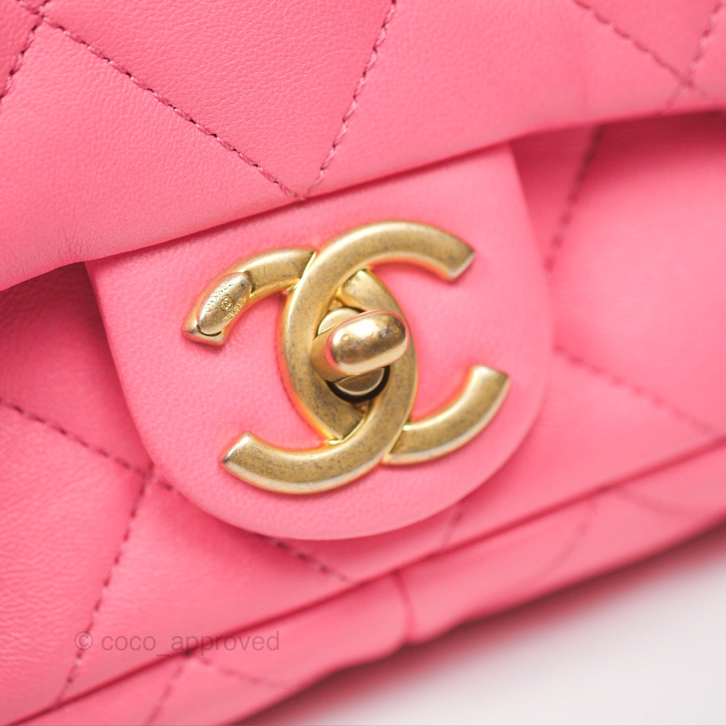 Chanel Quilted Mini CC Funky Town Flap Pink Lambskin Aged Gold Hardware