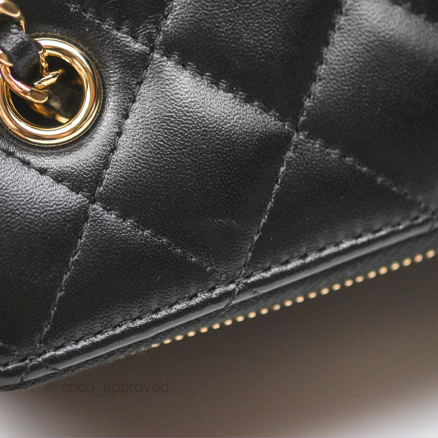Chanel Vanity Rectangular With Chain Black Lambskin Gold Hardware