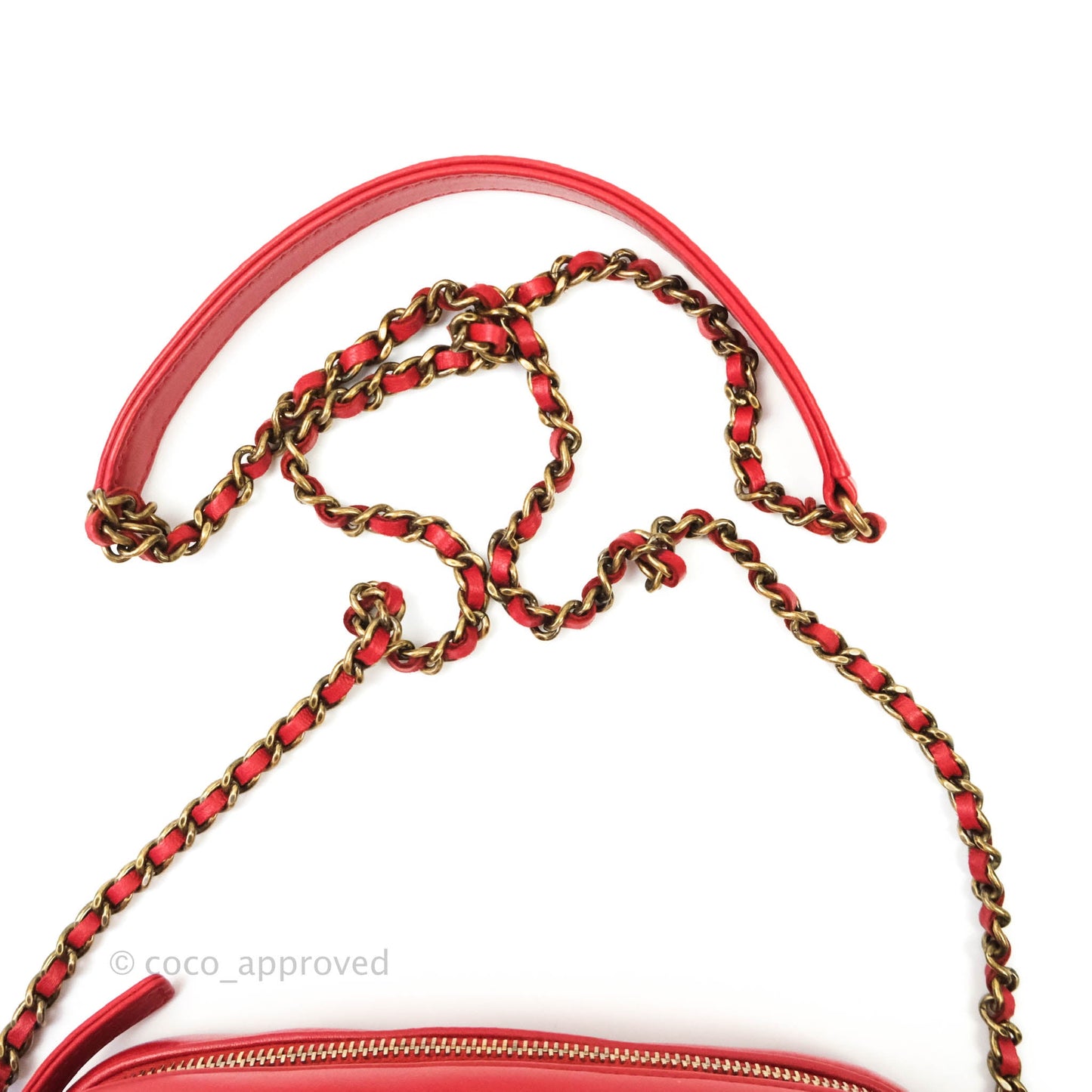 Chanel CC Red Crossbody Camera Bag Aged Gold Hardware
